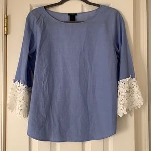Chambray Lace Sleeves Top